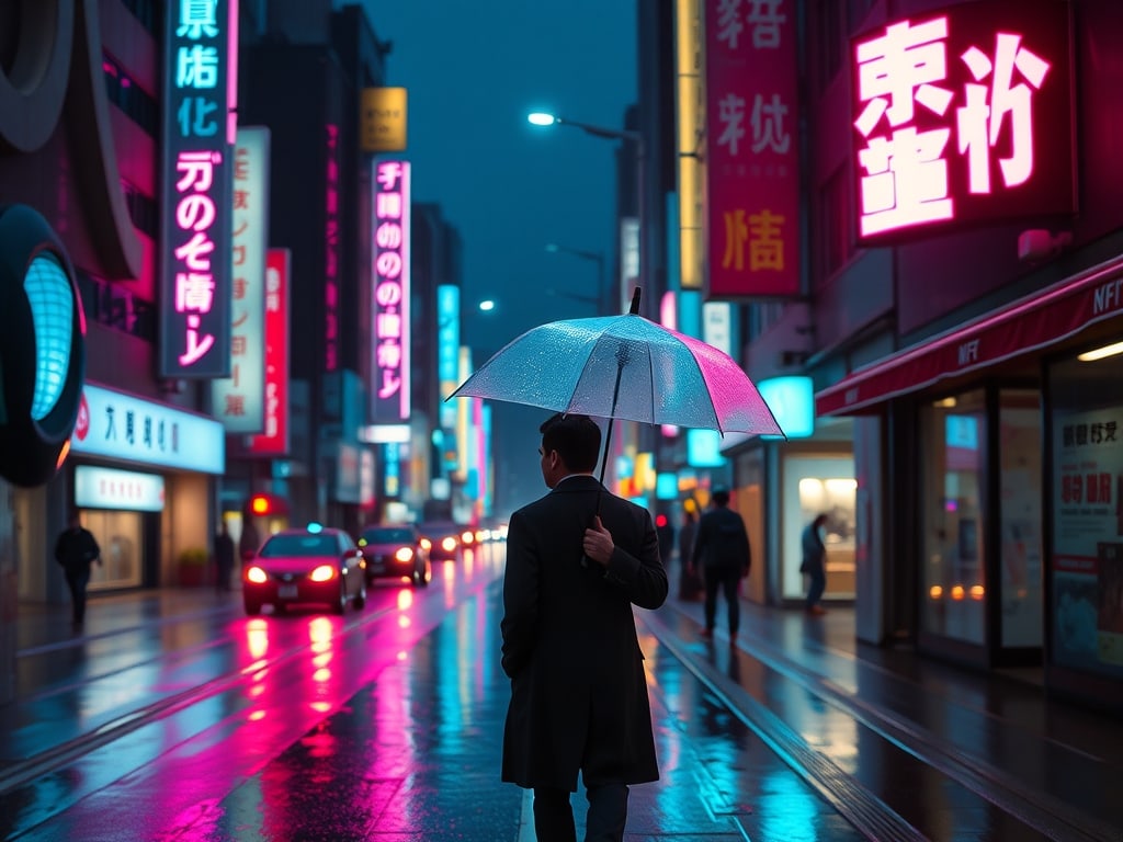 Preview of Rainy Tokyo Street Umbrella