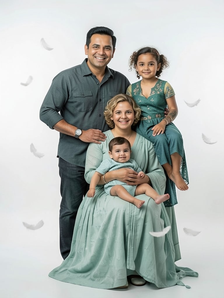 Preview of Elegant Family Studio Portrait With Parents and Two Children
