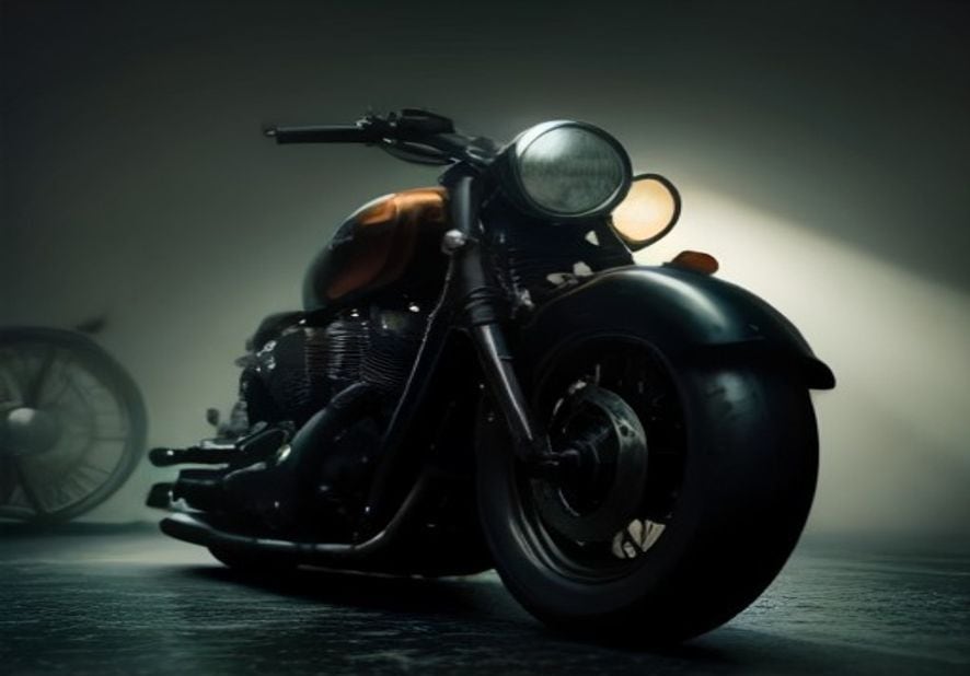 Preview of Cinematic Vintage Motorcycle Spotlight Shot