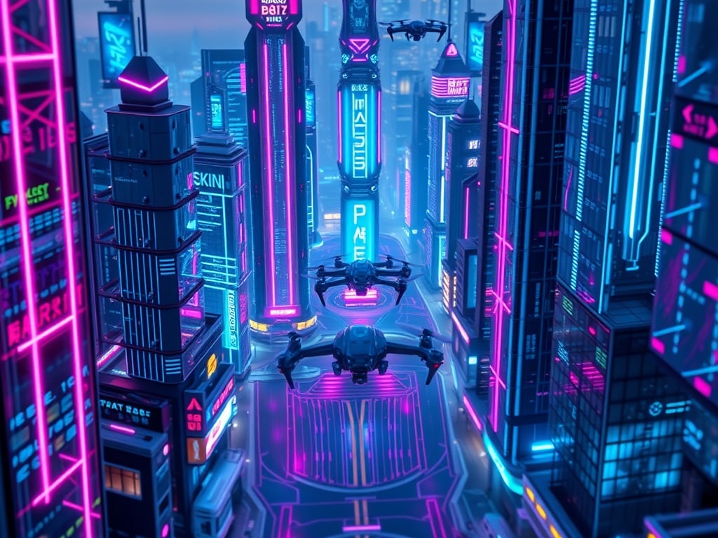 Preview of Futuristic Neon Isometric Cityscape
