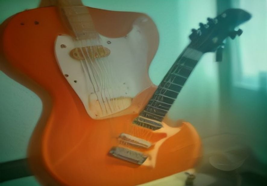 Preview of Cinematic Red Electric Guitar Studio Shot