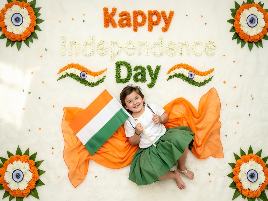 Preview of Independence Day Baby Girl Photoshoot With Indian Flag