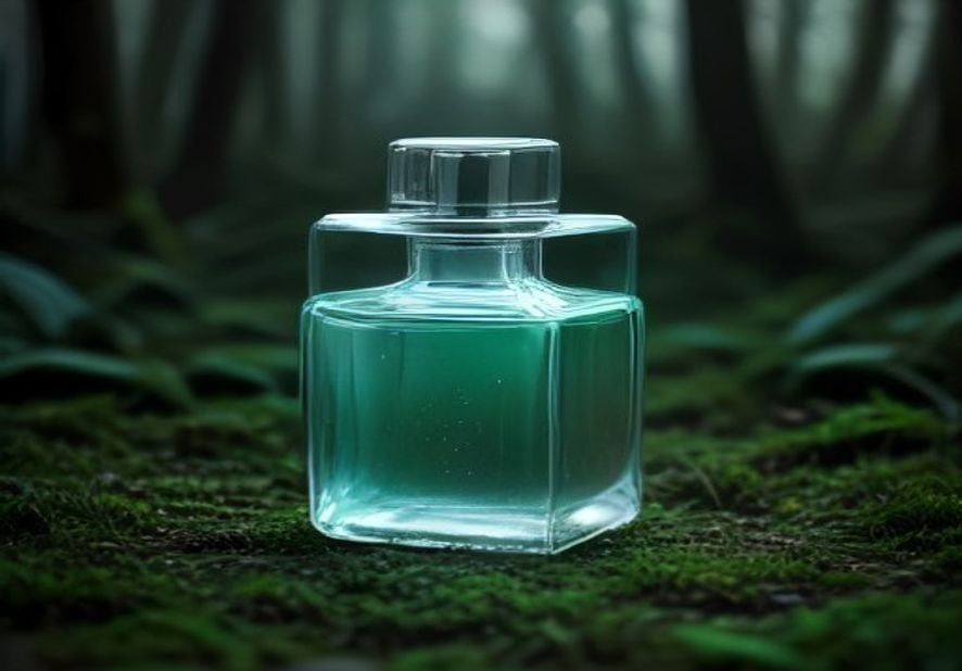 Preview of Cinematic Glass Perfume Bottle Forest Shot