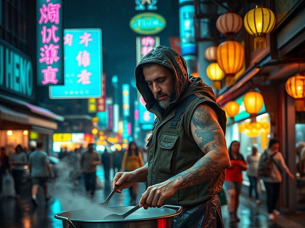 Preview of Cyberpunk Street Food Vendor