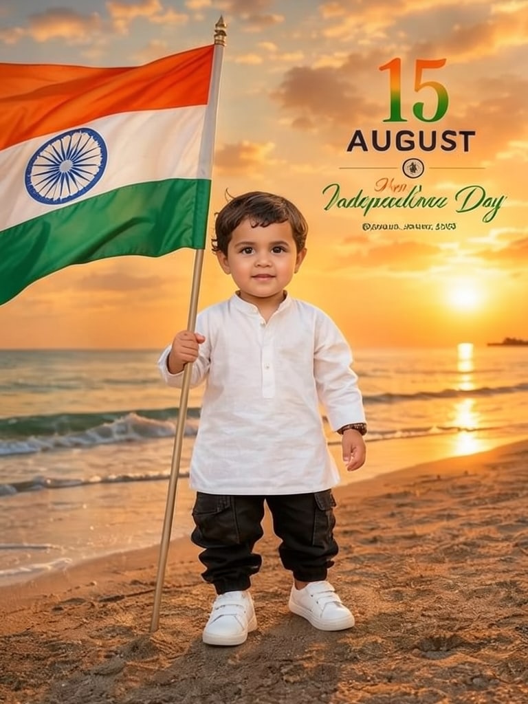 Preview of Boy with Indian Flag