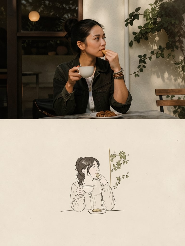 Preview rendered from “Editorial Photo to Sketch Artbook”