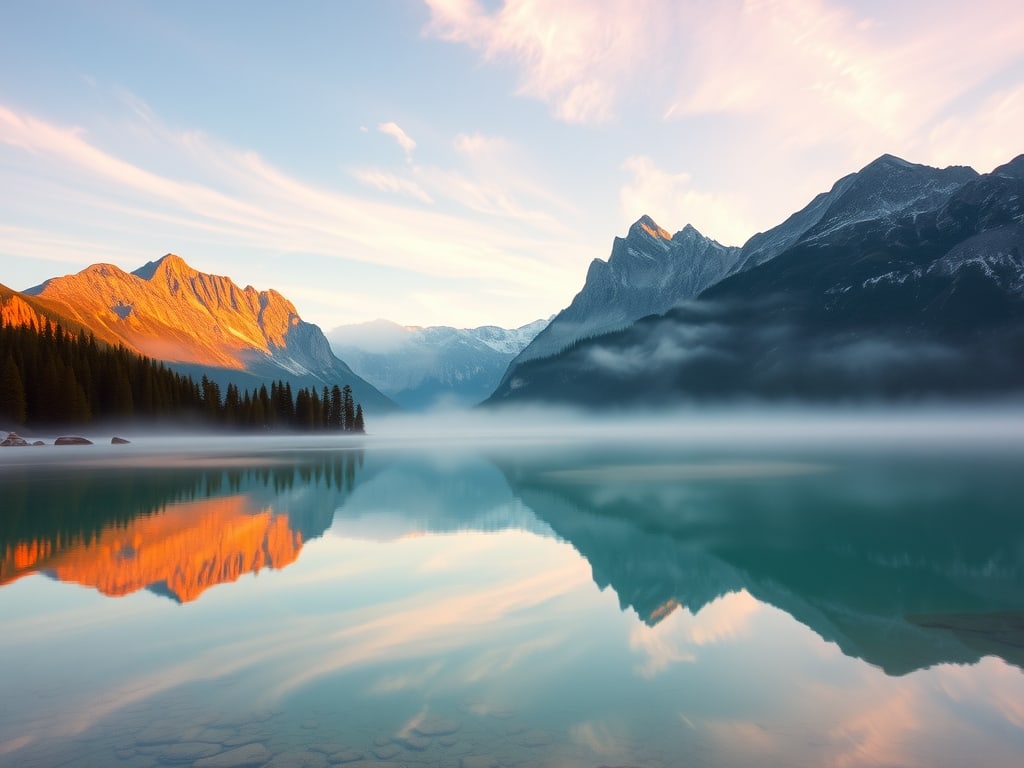 Preview of Misty Mountain Lake Sunrise
