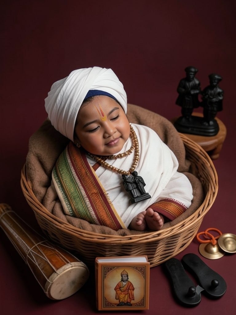 Preview of Sleeping Ashadhi Ekadashi Baby Boy Photoshoot in Traditional Warkari Look