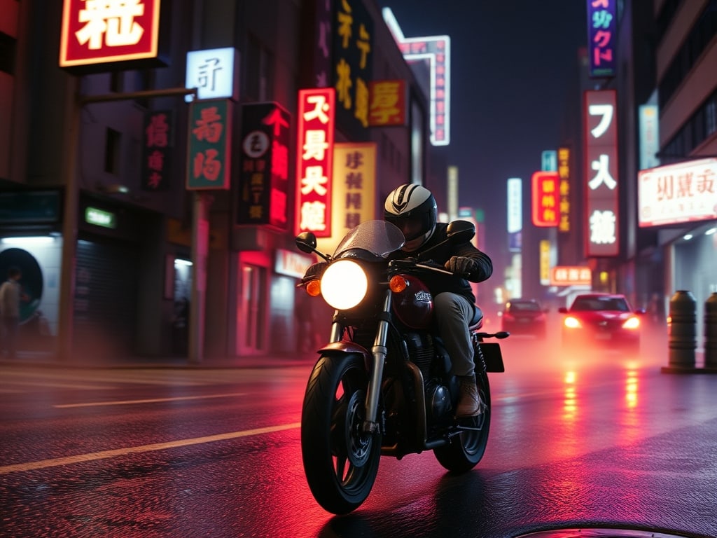Preview of Neon Tokyo Night Motorcycle