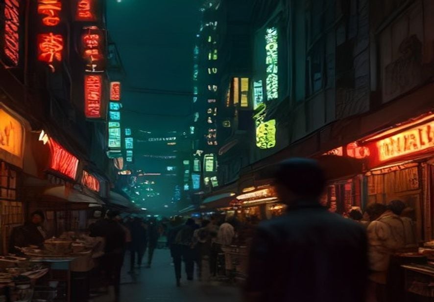 Preview of Cyberpunk Market Dolly Shot