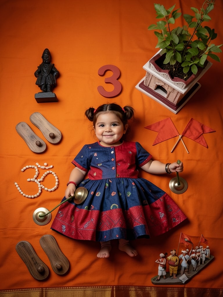 Preview of Ashadhi Ekadashi Girl Photoshoot with Warkari Palkhi Theme and Traditional Flat Lay
