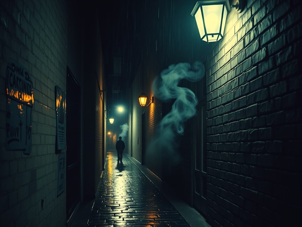 Preview of 1970s Noir Rain Alley