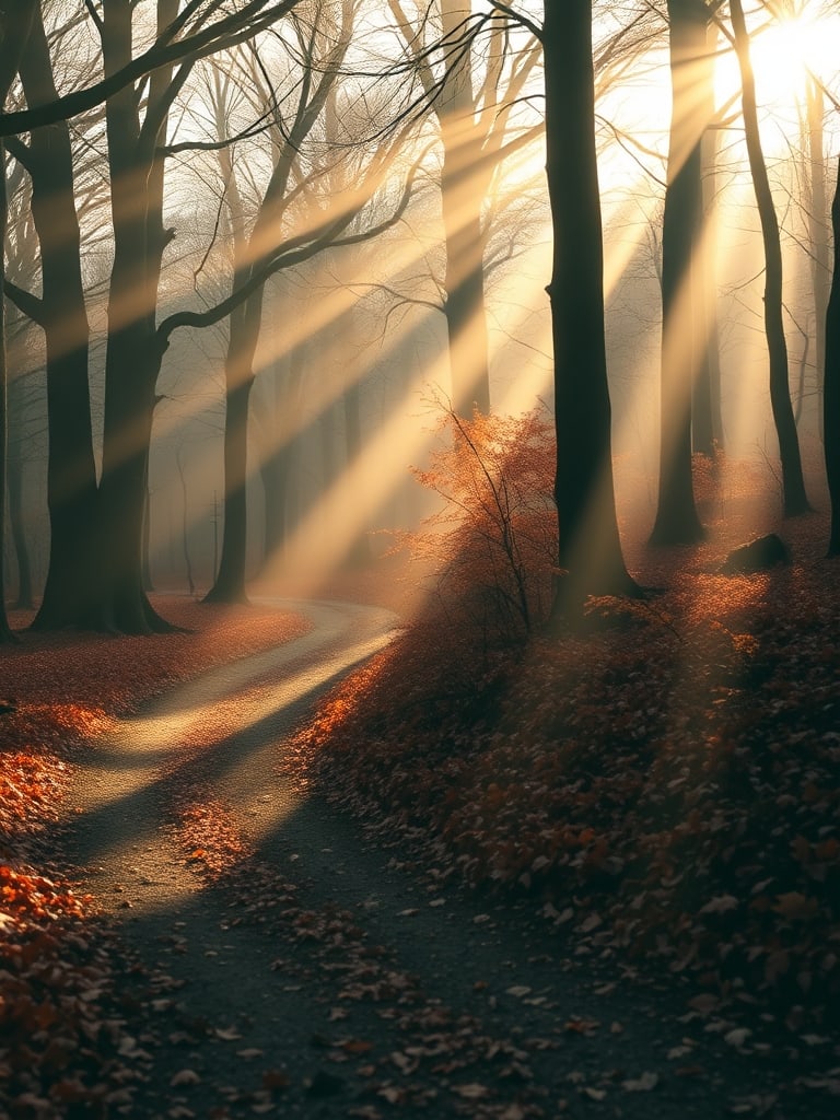 Preview of Autumn Forest Path Golden Light