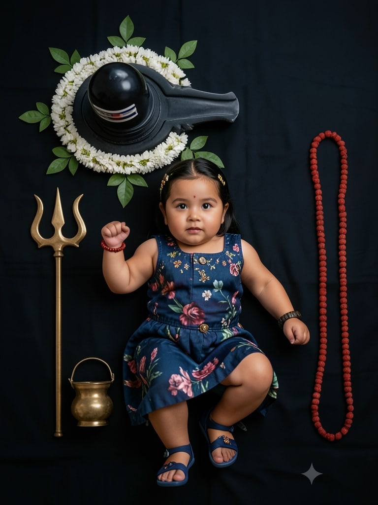 Preview of Baby Shiva Sawan Theme Photoshoot with Shivling Setup