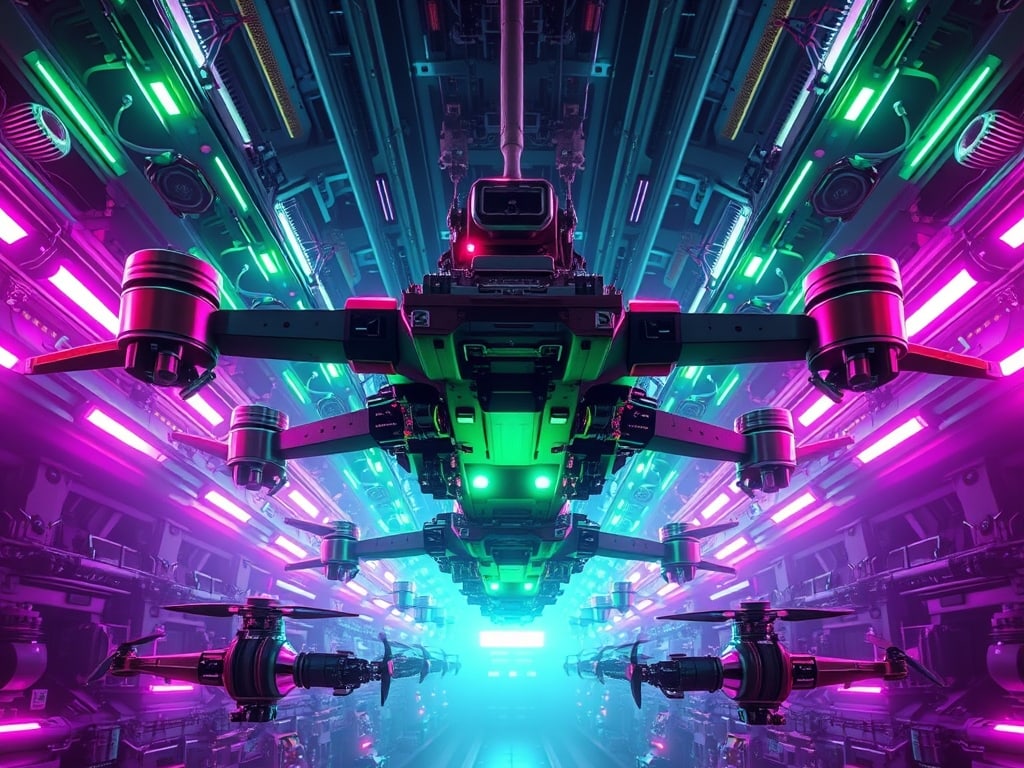 Preview of Zero-Gravity Futuristic Drone Assembly