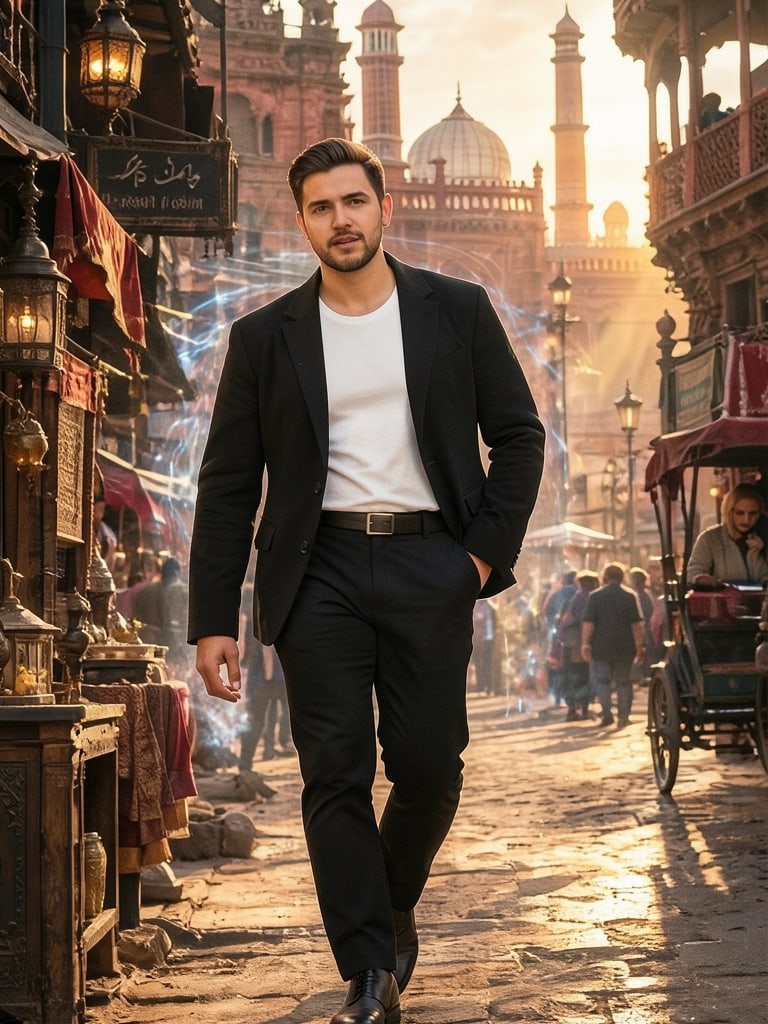 Preview rendered from “Time-traveling man in Old Delhi”