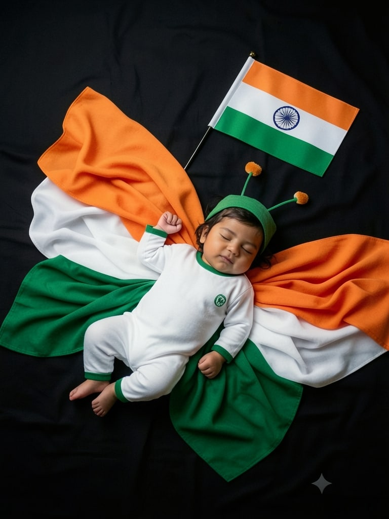 Preview rendered from “Sleeping Baby Girl Tricolor Independence Day Photoshoot”