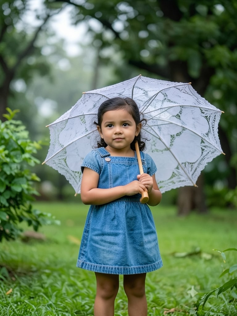 Preview of Monsoon Photoshoot for Baby Girl With Lace Umbrella