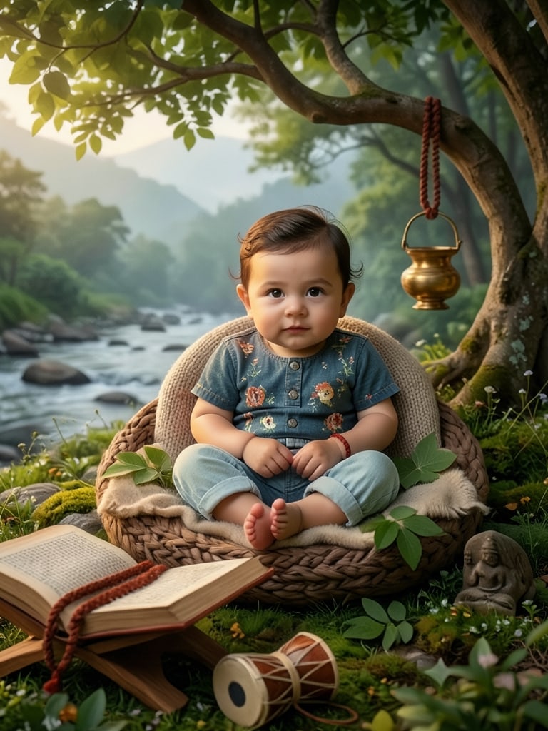 Preview of Shravan Month Baby Photoshoot with Little Shiva Meditation Theme